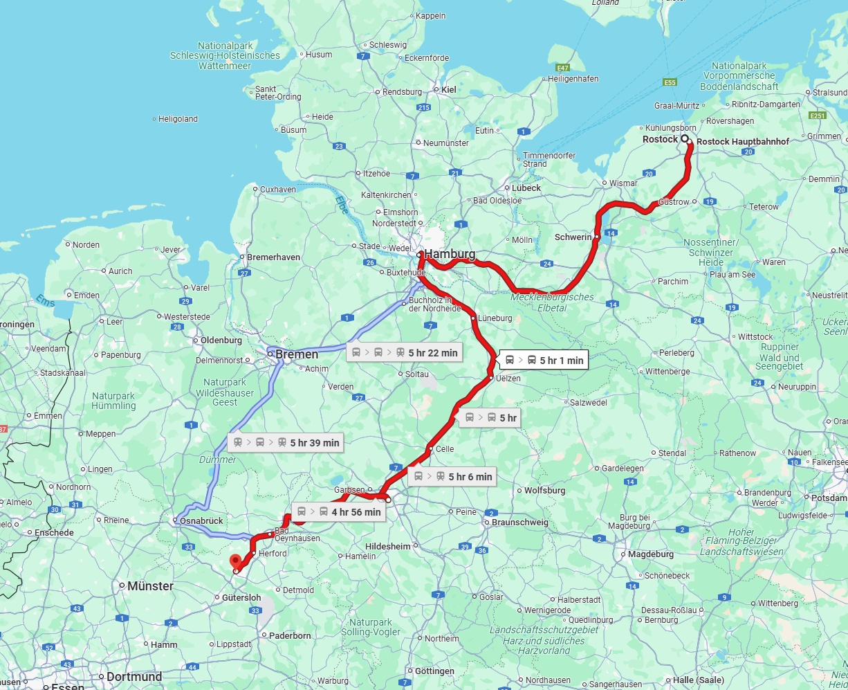Anreise von Rostock Zu Bielefeld Über 
