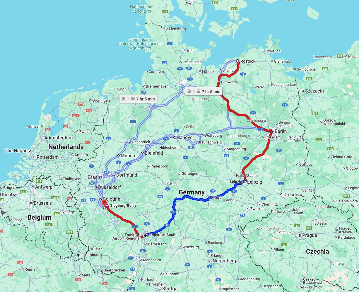Anreise von Rostock Zu Bonn Über 
