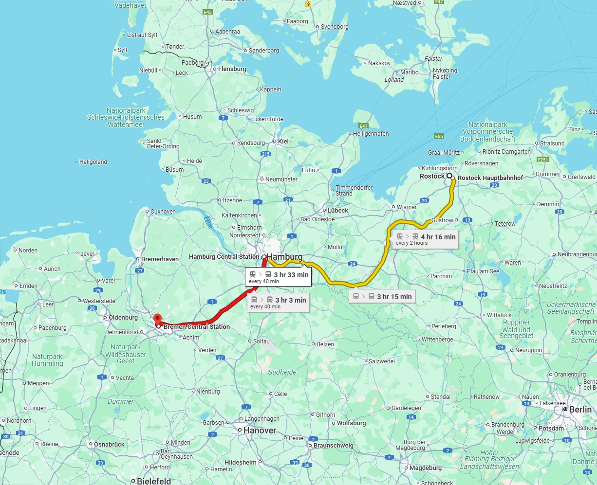 Anreise von Rostock Zu Bremen Über 