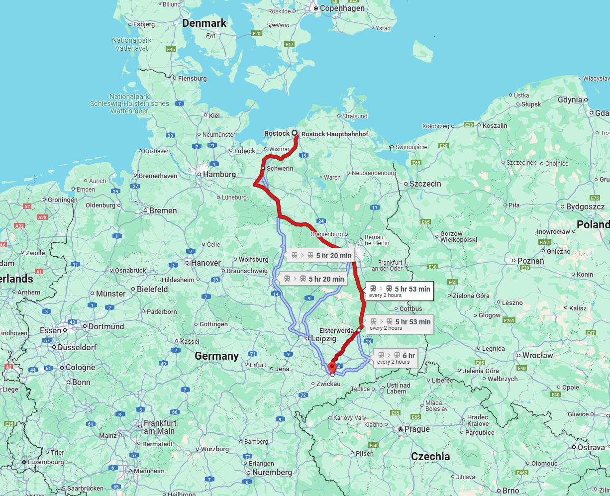 Anreise von Rostock Zu Chemnitz Über 
