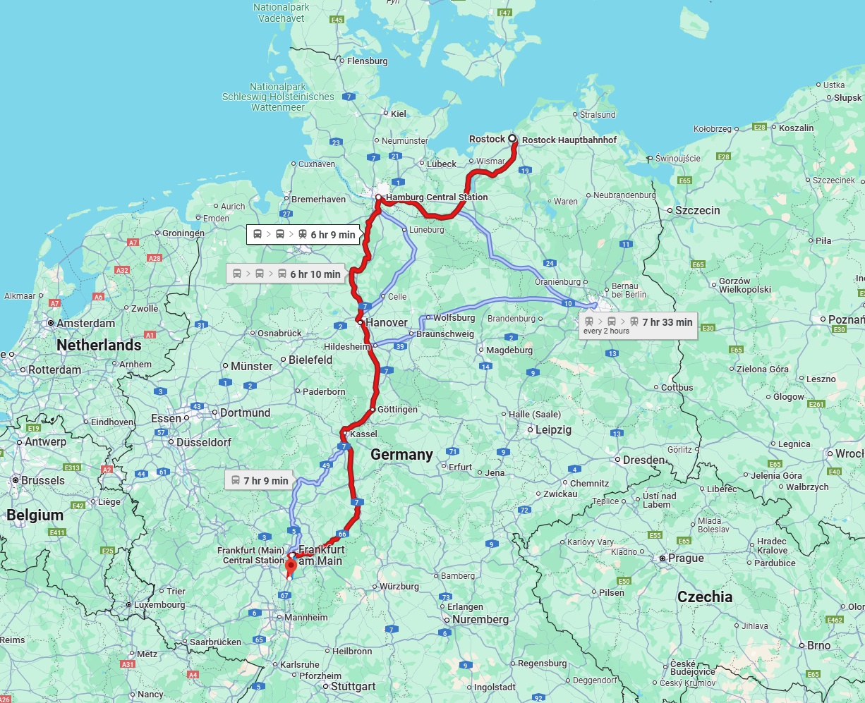 Anreise von Rostock Zu Darmstadt Über 