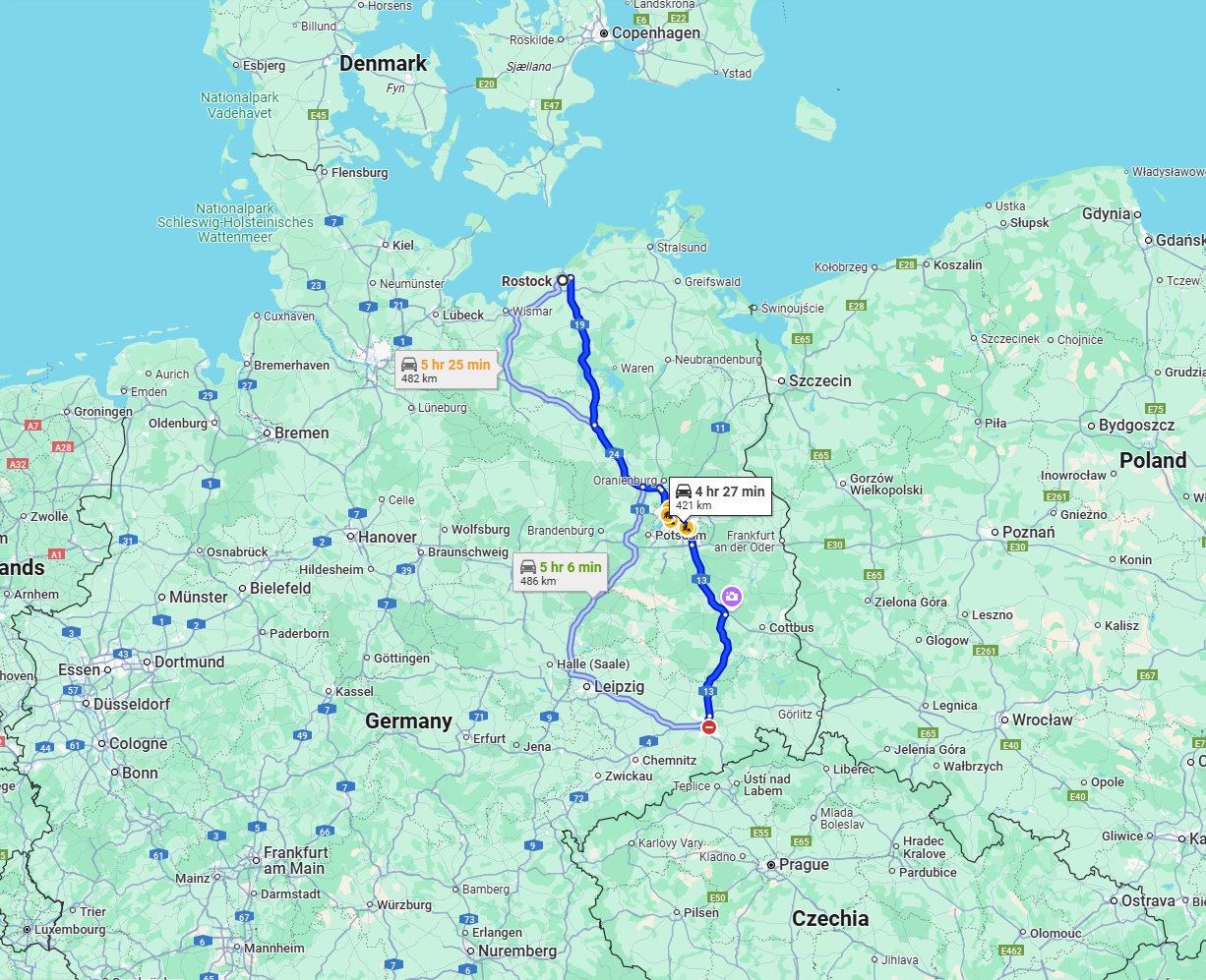 Anreise von Rostock Zu Dresden Über via A19 and A13