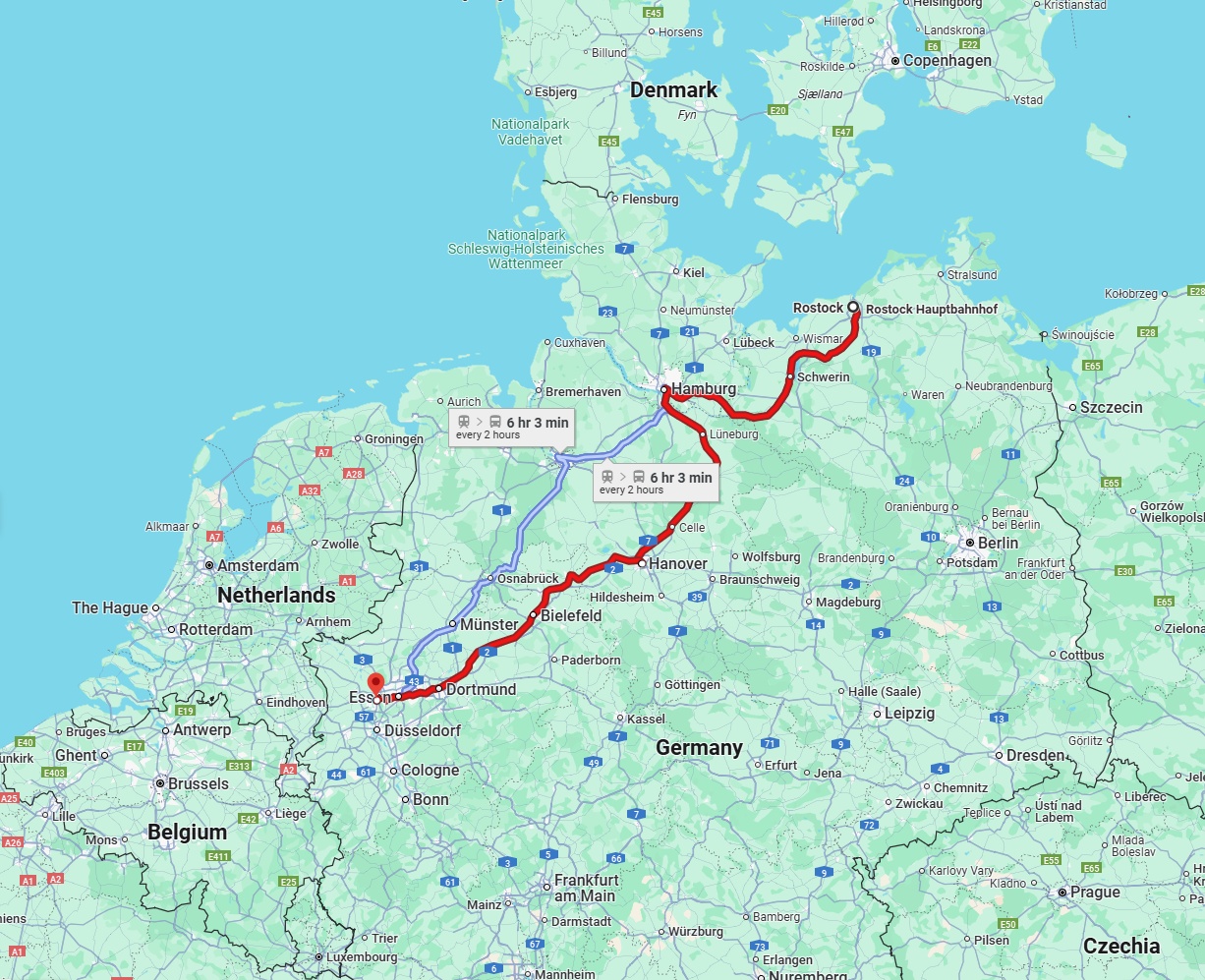 Anreise von Rostock Zu Duisburg Über 