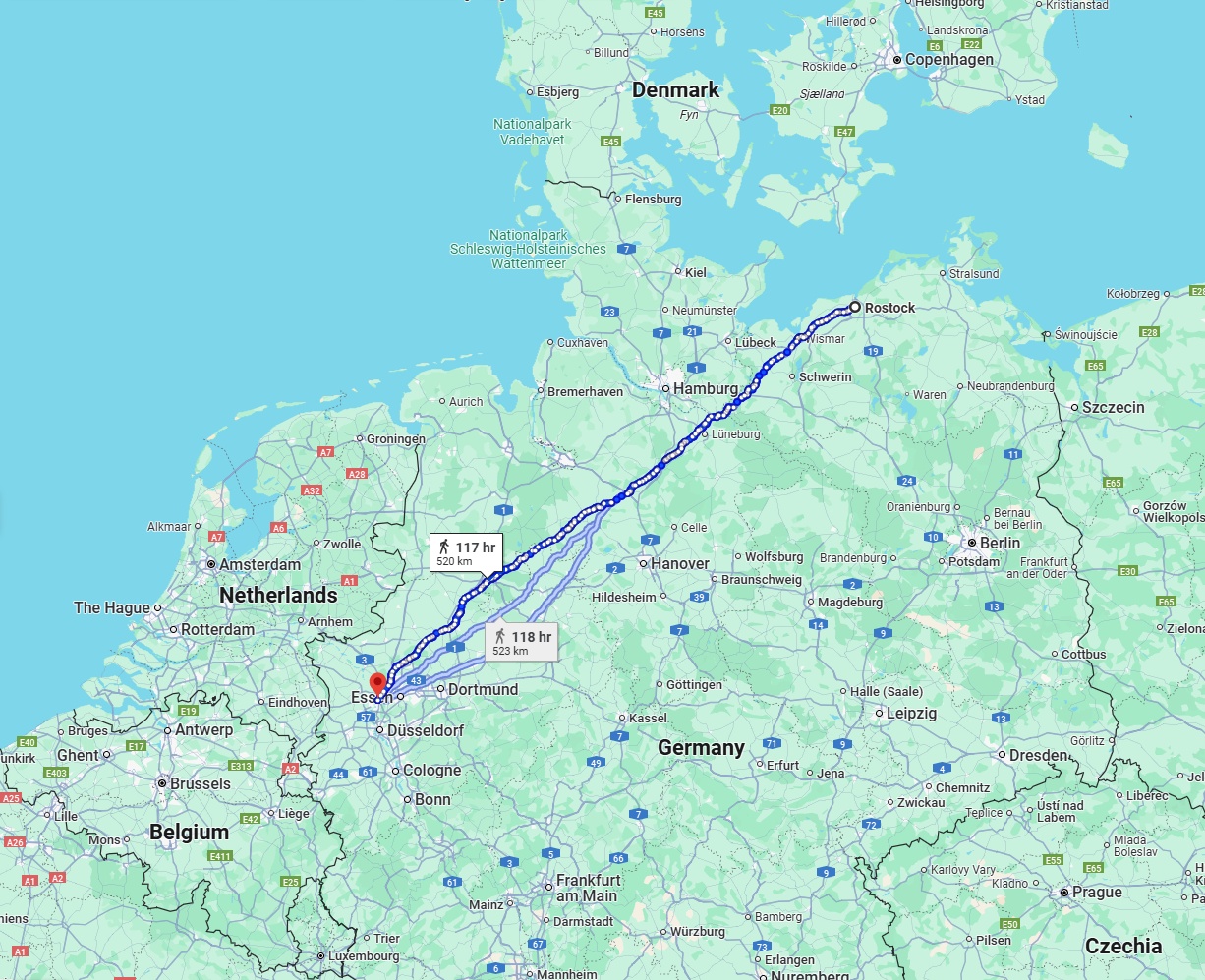 Anreise von Rostock Zu Duisburg Über 