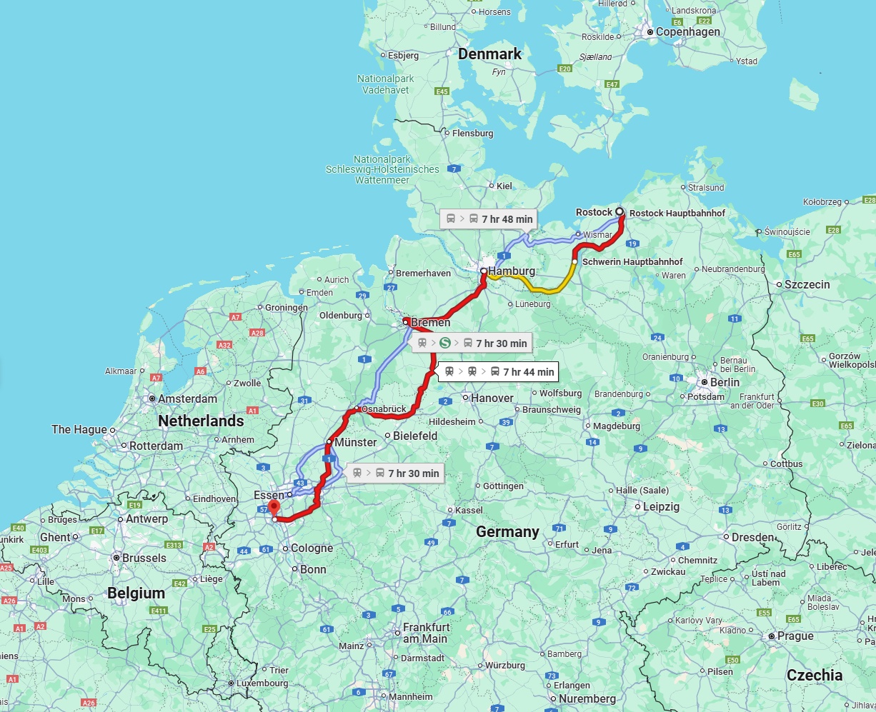 Anreise von Rostock Zu Düsseldorf Über 