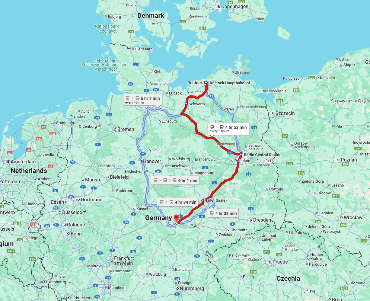 Anreise von Rostock Zu Erfurt Über 