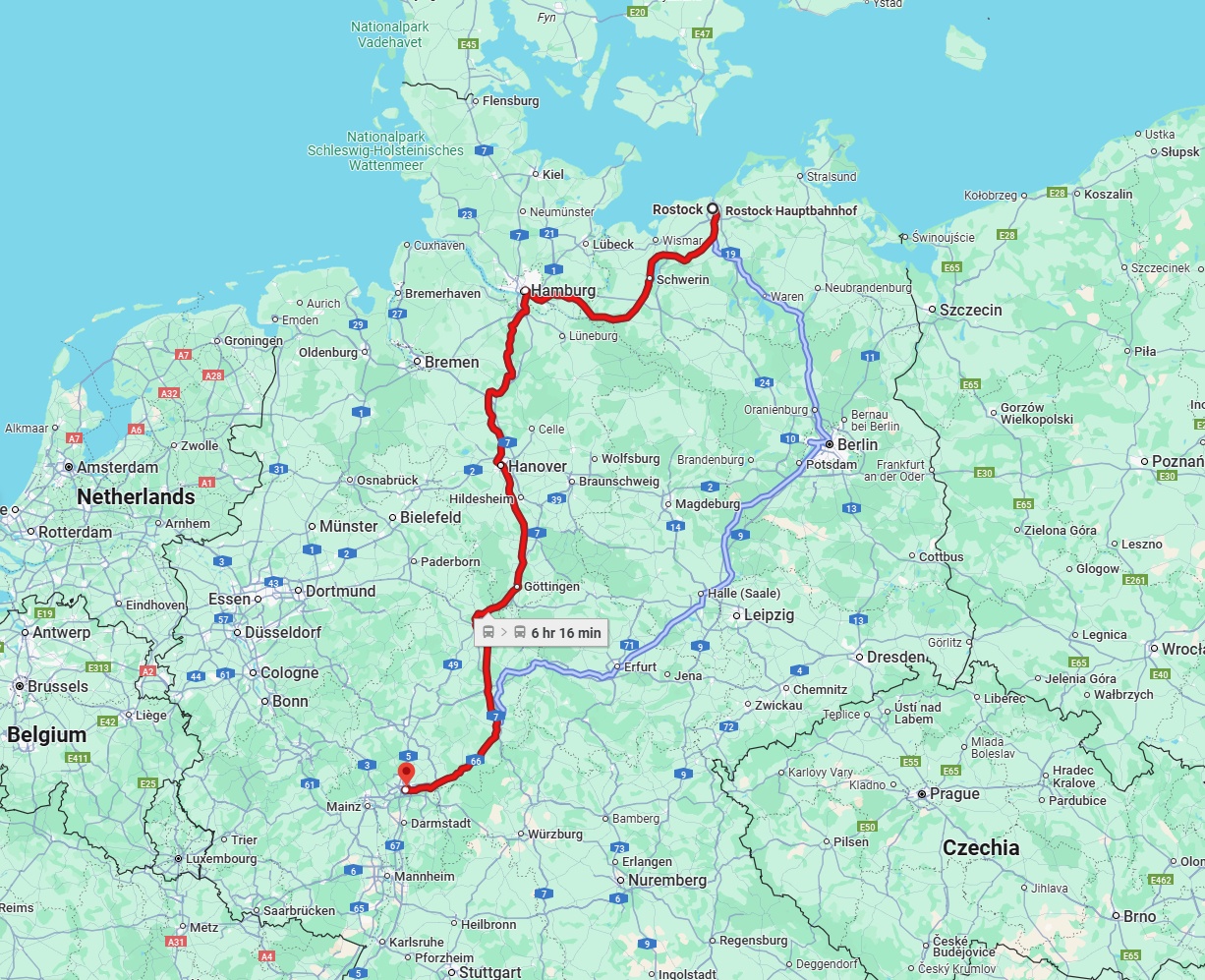Anreise von Rostock Zu Frankfurt am Main Über 