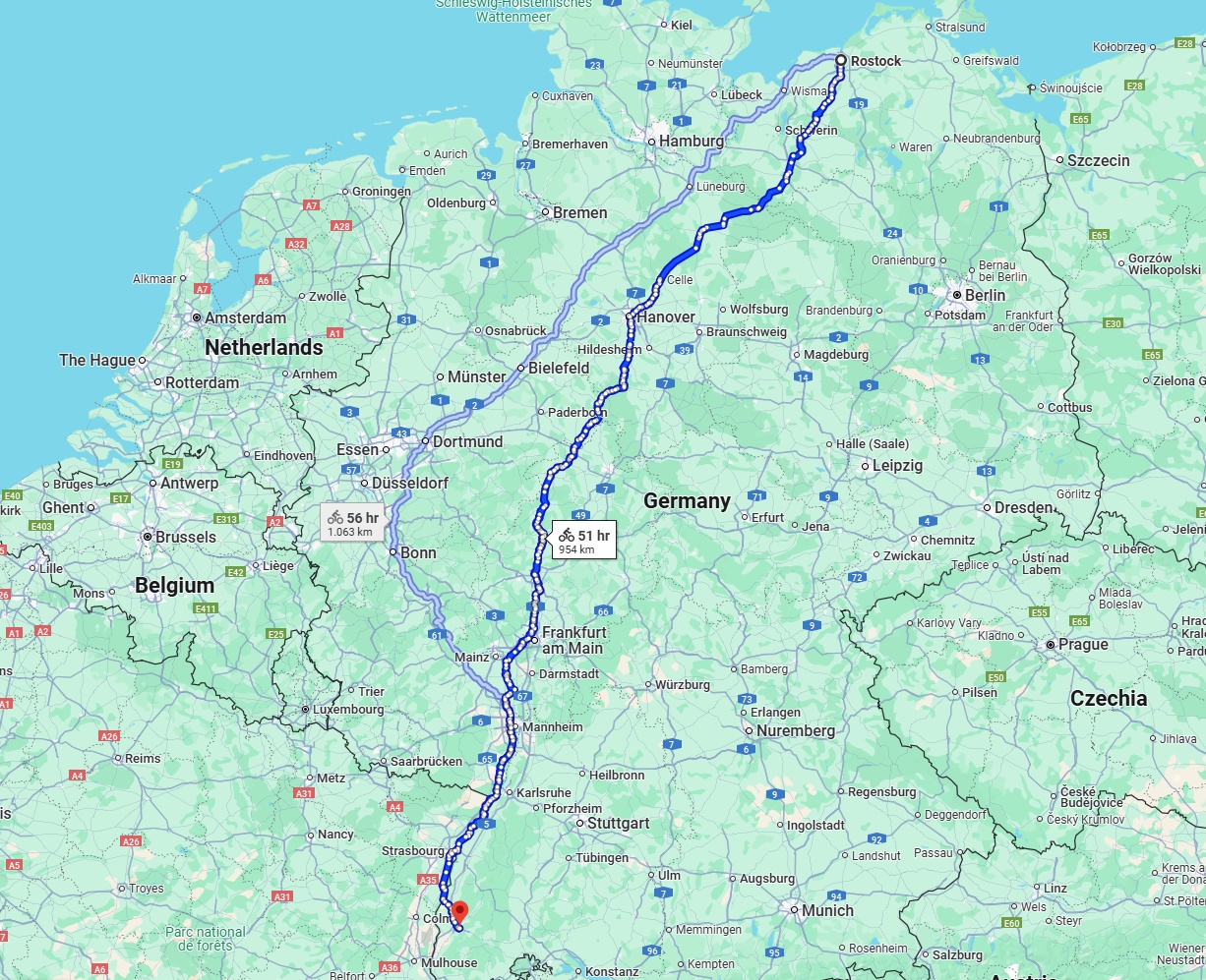 Anreise von Rostock Zu Freiburg im Breisgau Über 