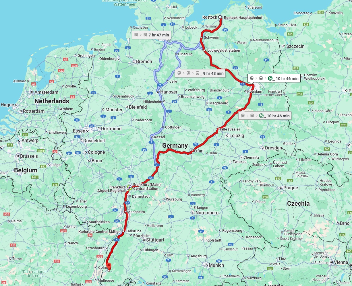 Anreise von Rostock Zu Freiburg im Breisgau Über 