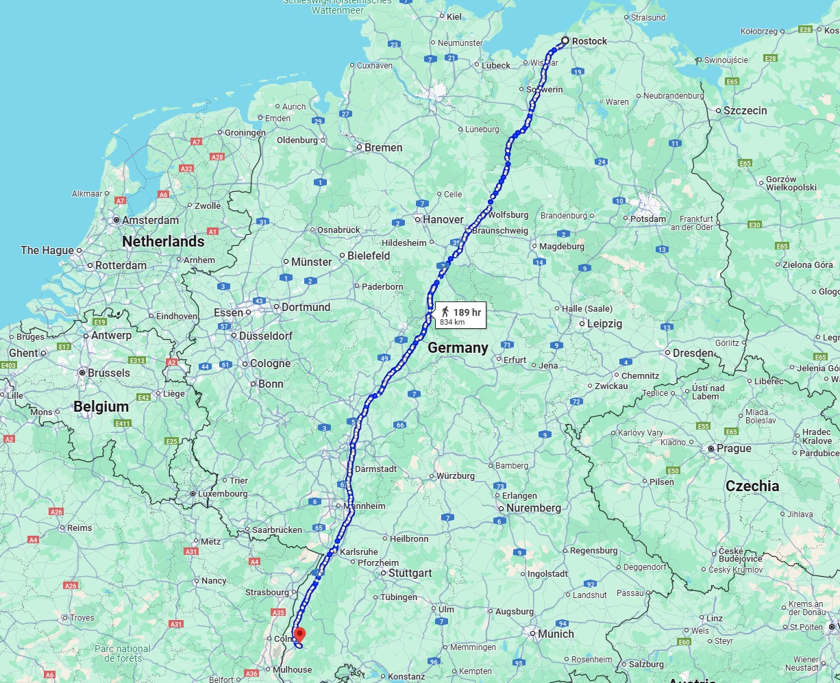 Anreise von Rostock Zu Freiburg im Breisgau Über 
