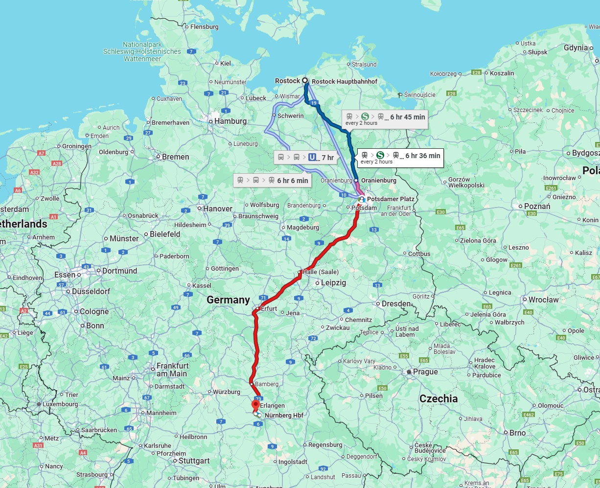 Anreise von Rostock Zu Fürth Über 