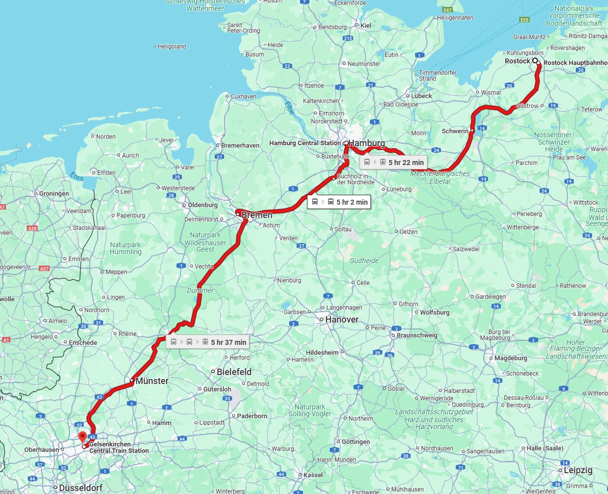 Anreise von Rostock Zu Gelsenkirchen Über 