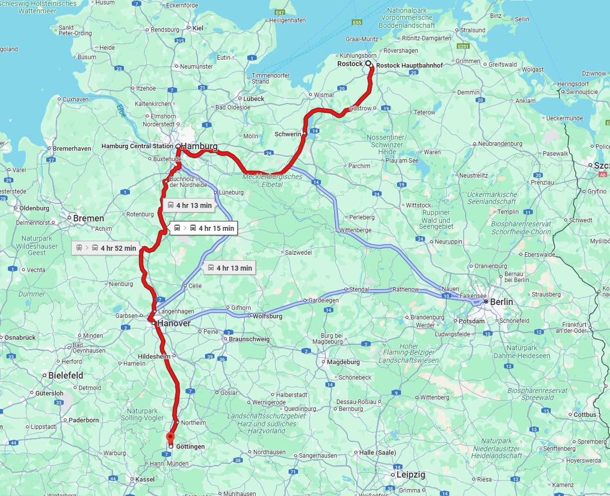 Anreise von Rostock Zu Göttingen Über 