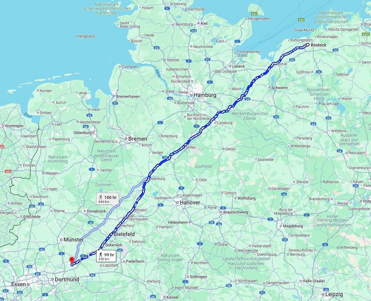 Anreise von Rostock Zu Hamm Über 