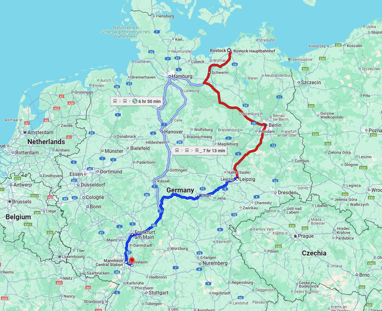 Anreise von Rostock Zu Heidelberg Über 