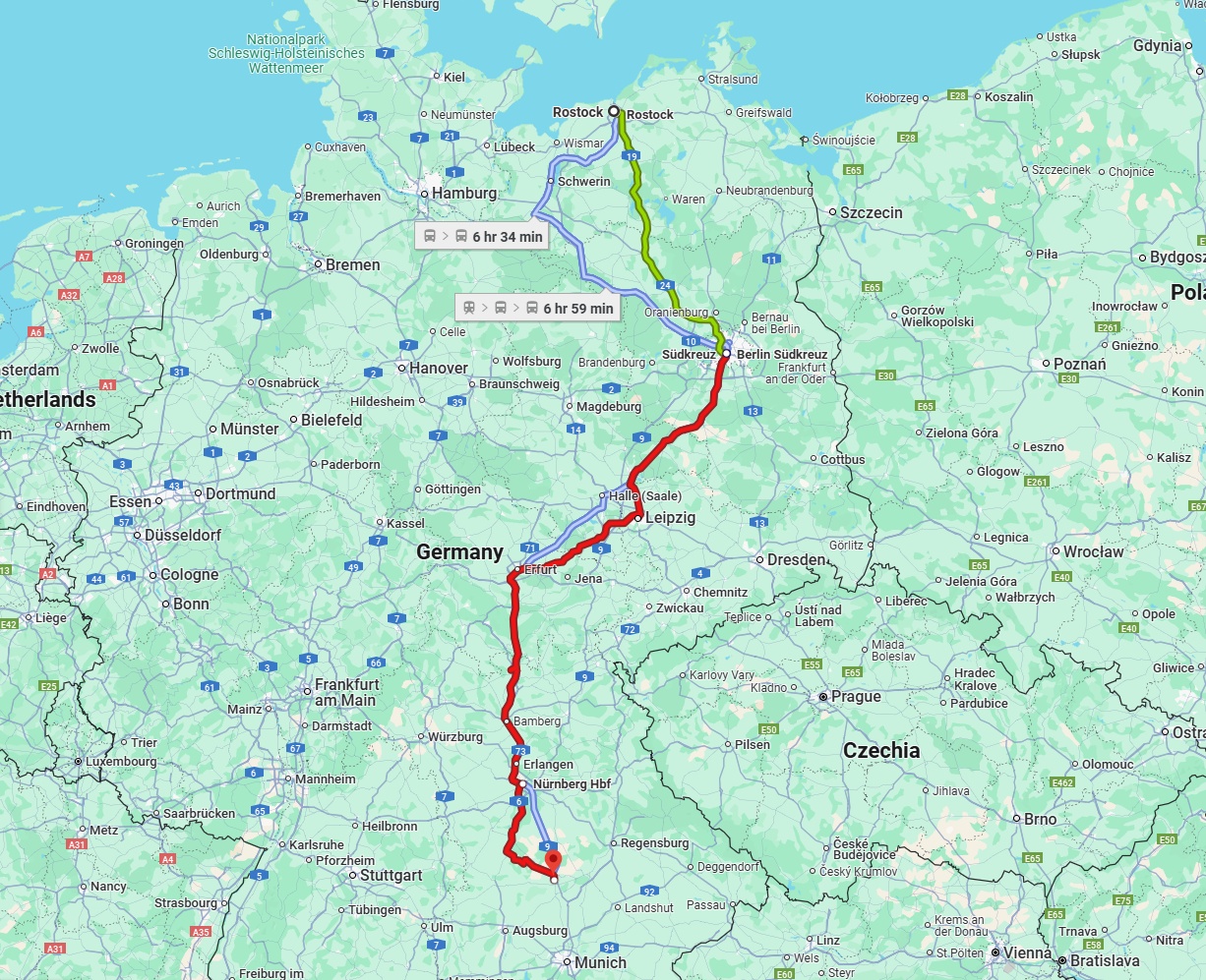 Anreise von Rostock Zu Ingolstadt Über 