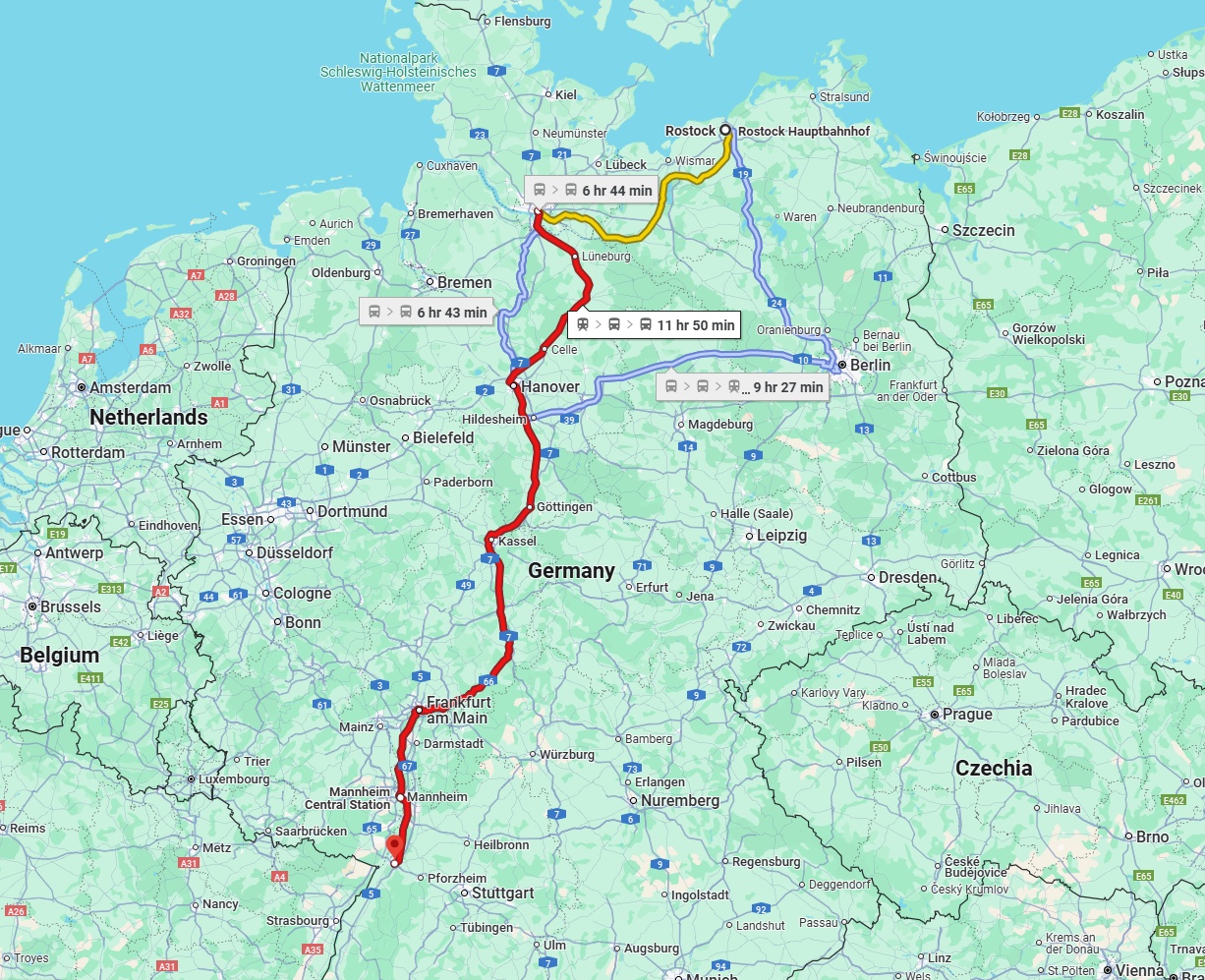 Anreise von Rostock Zu Karlsruhe Über 