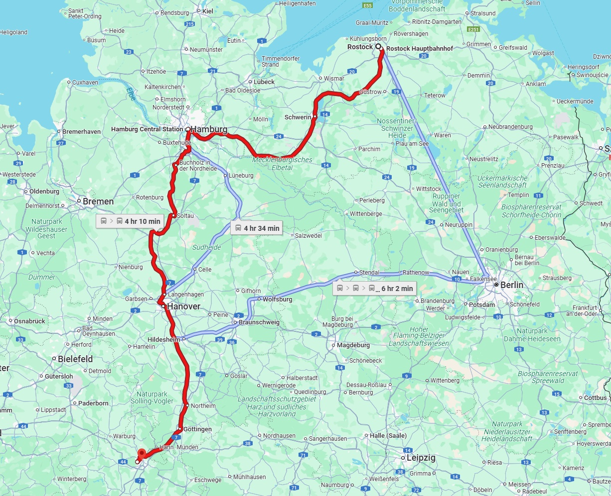 Anreise von Rostock Zu Kassel Über 