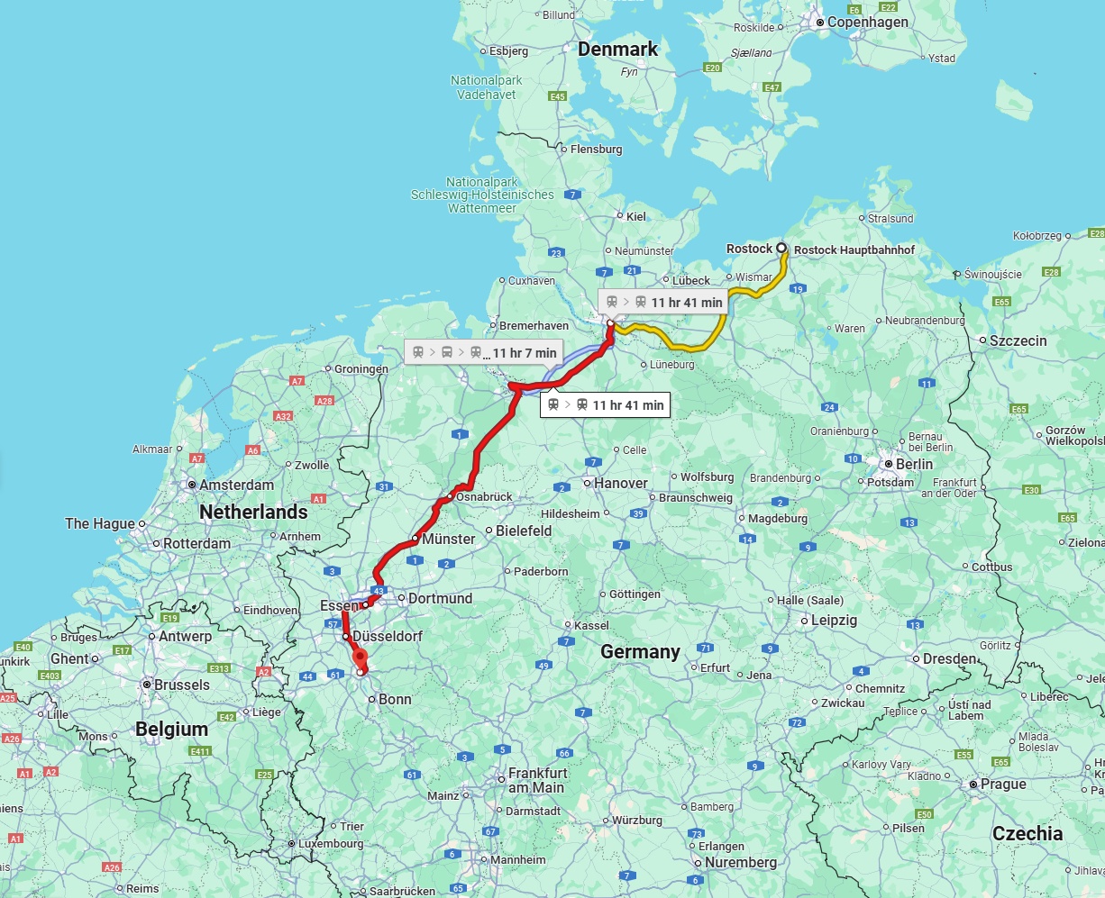 Anreise von Rostock Zu Köln Über 