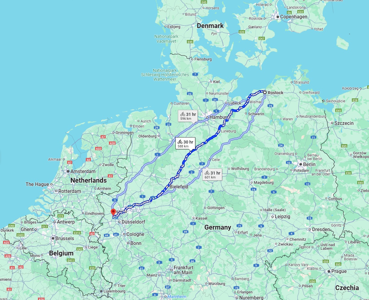 Anreise von Rostock Zu Krefeld Über 