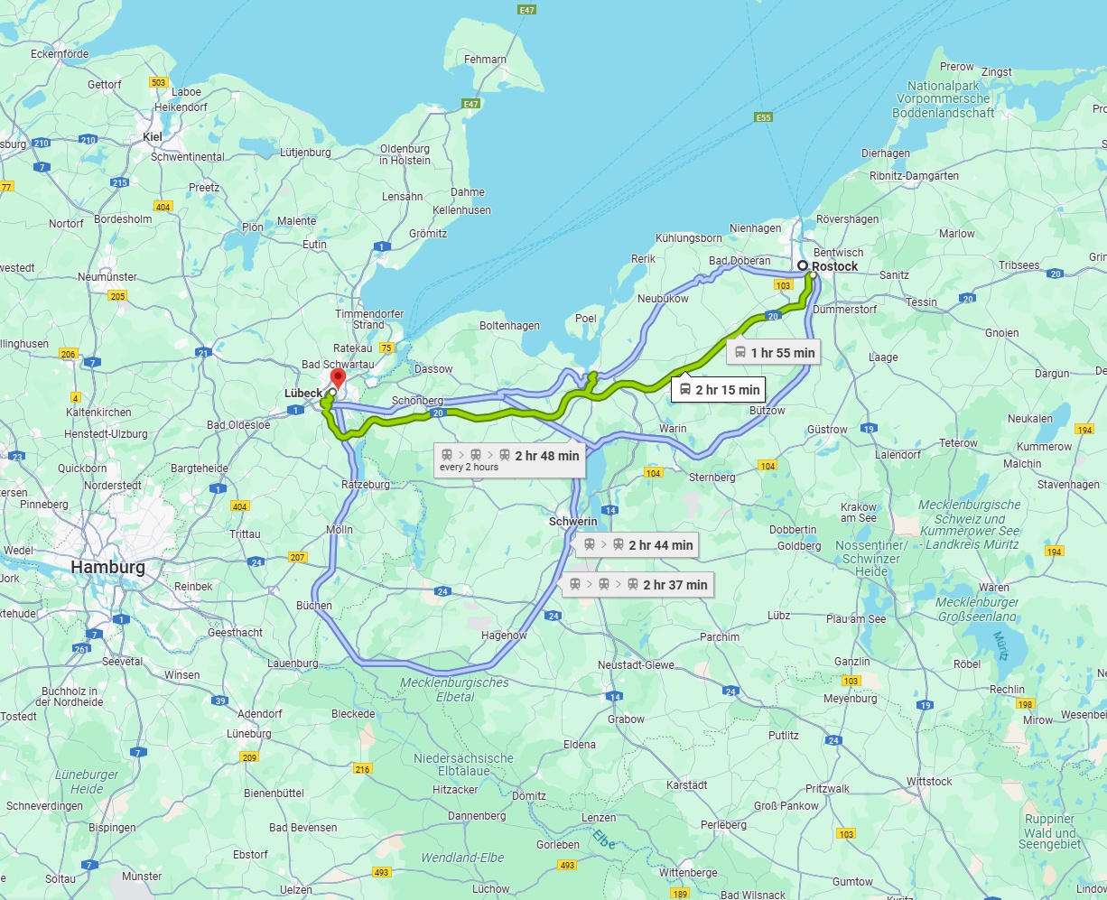 Anreise von Rostock Zu Lübeck Über 
