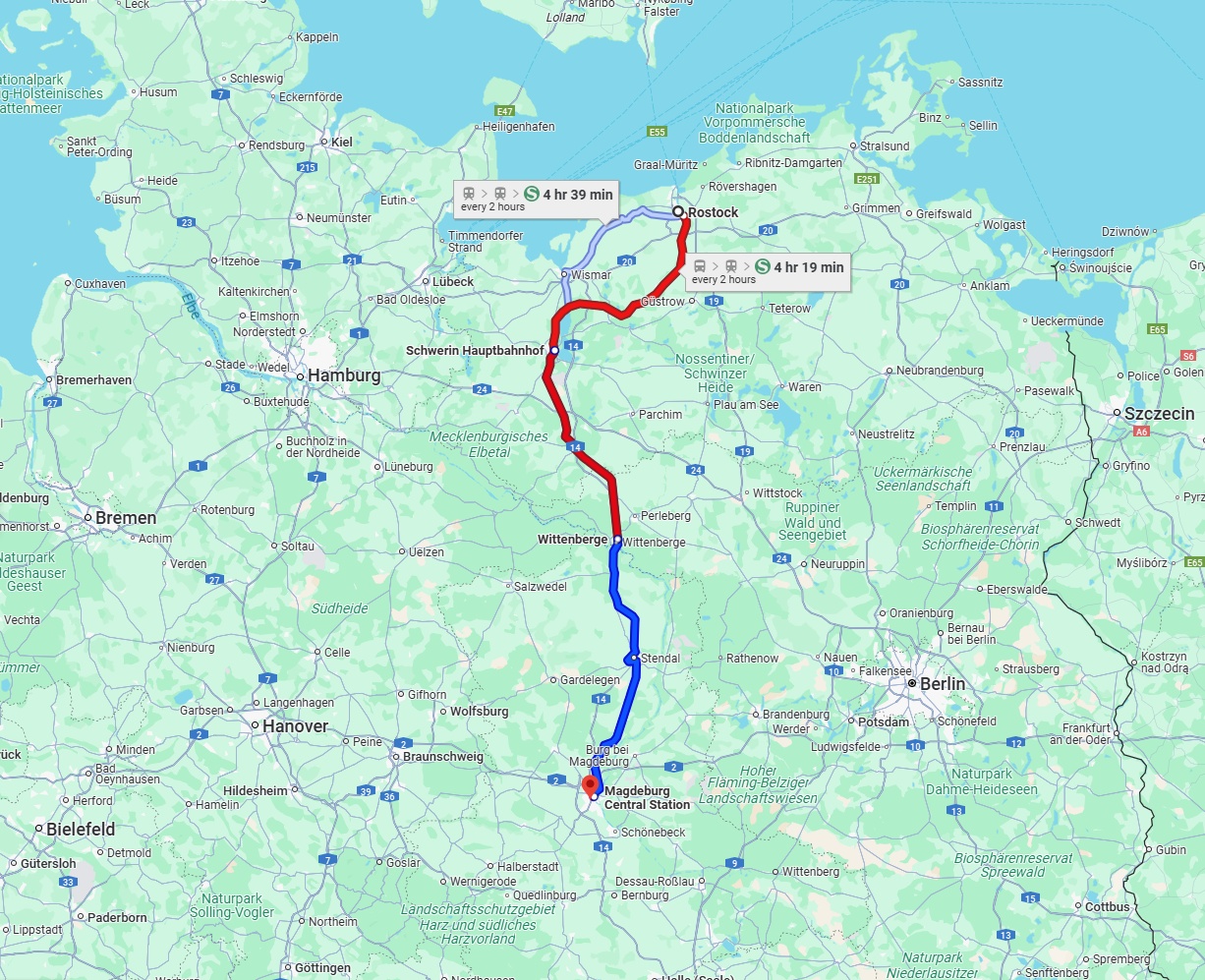 Anreise von Rostock Zu Magdeburg Über 
