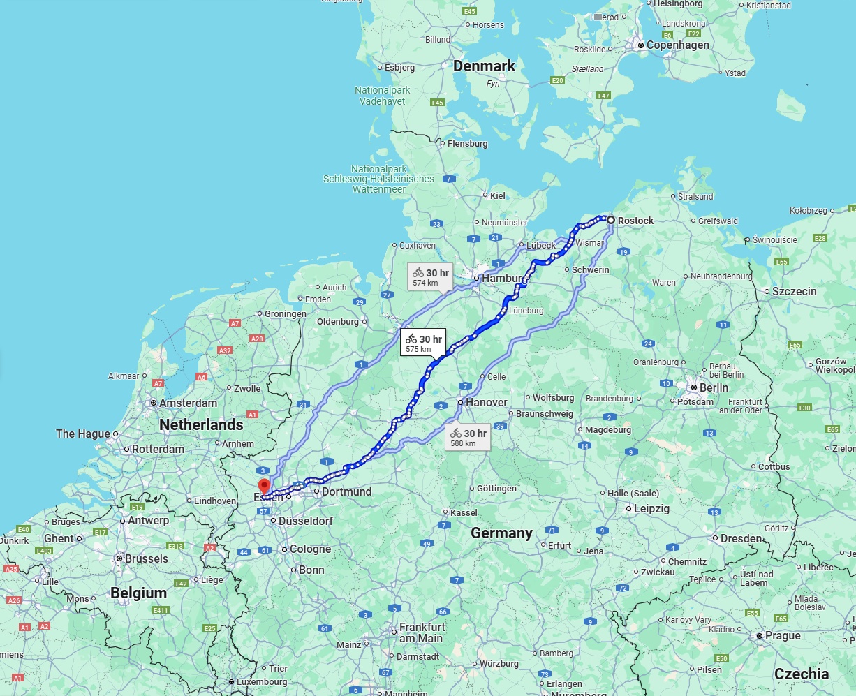 Anreise von Rostock Zu Moers Über 