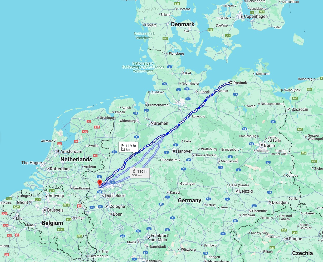 Anreise von Rostock Zu Moers Über 