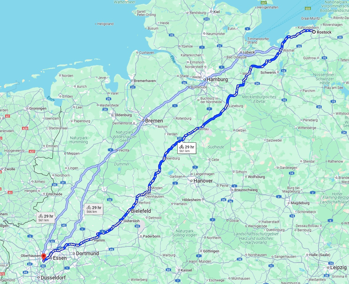 Anreise von Rostock Zu Mülheim an der Ruhr Über 