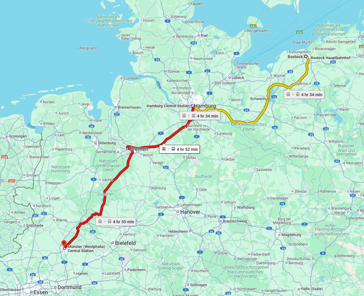 Anreise von Rostock Zu Münster Über 
