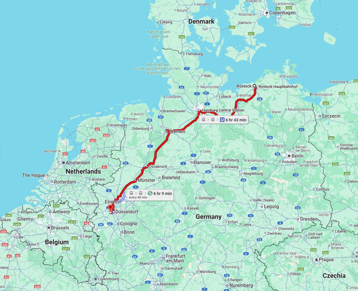 Anreise von Rostock Zu Neuss Über 