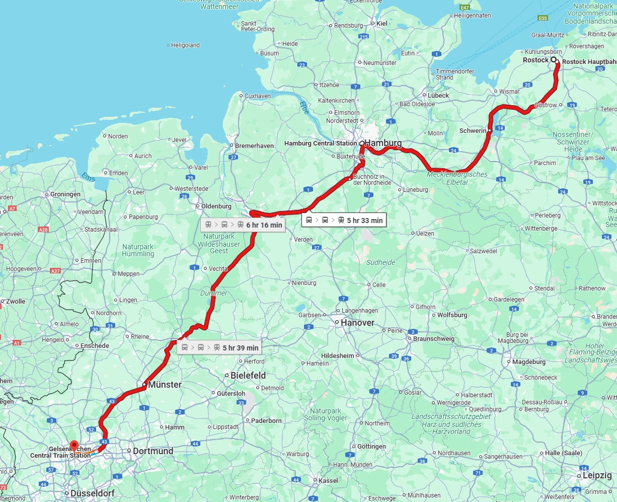 Anreise von Rostock Zu Oberhausen Über 
