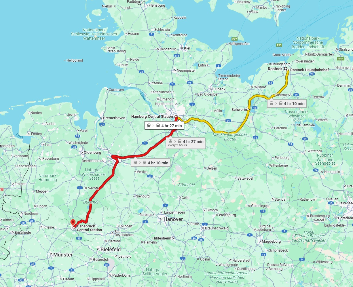Anreise von Rostock Zu Osnabrück Über 