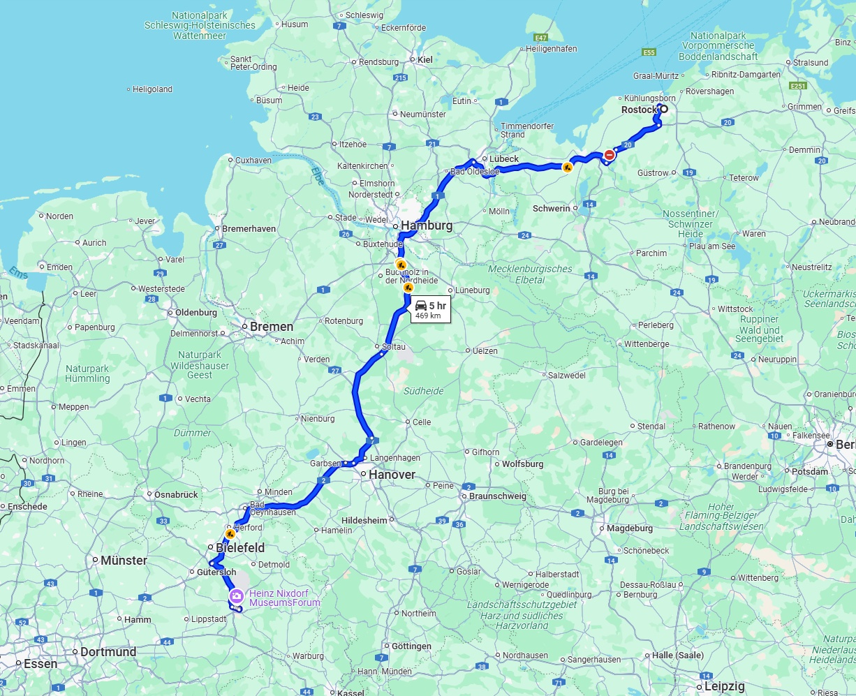 Anreise von Rostock Zu Paderborn Über via A7