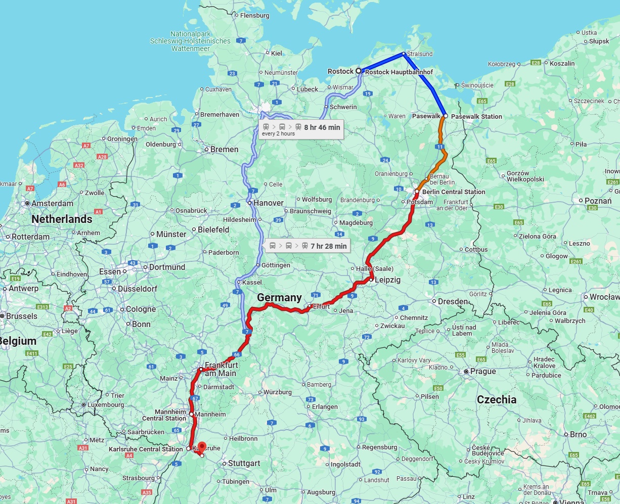 Anreise von Rostock Zu Pforzheim Über 