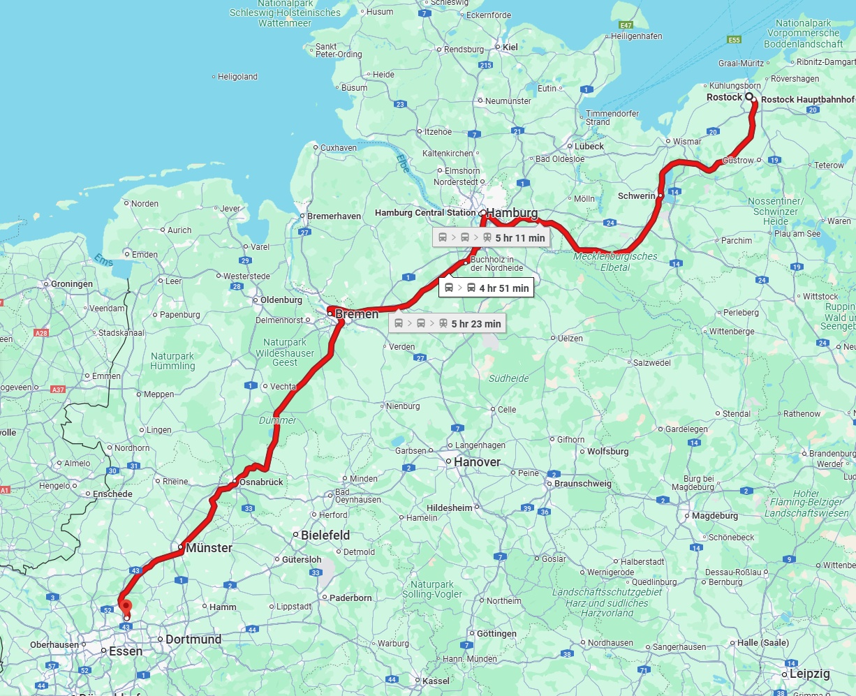 Anreise von Rostock Zu Recklinghausen Über 