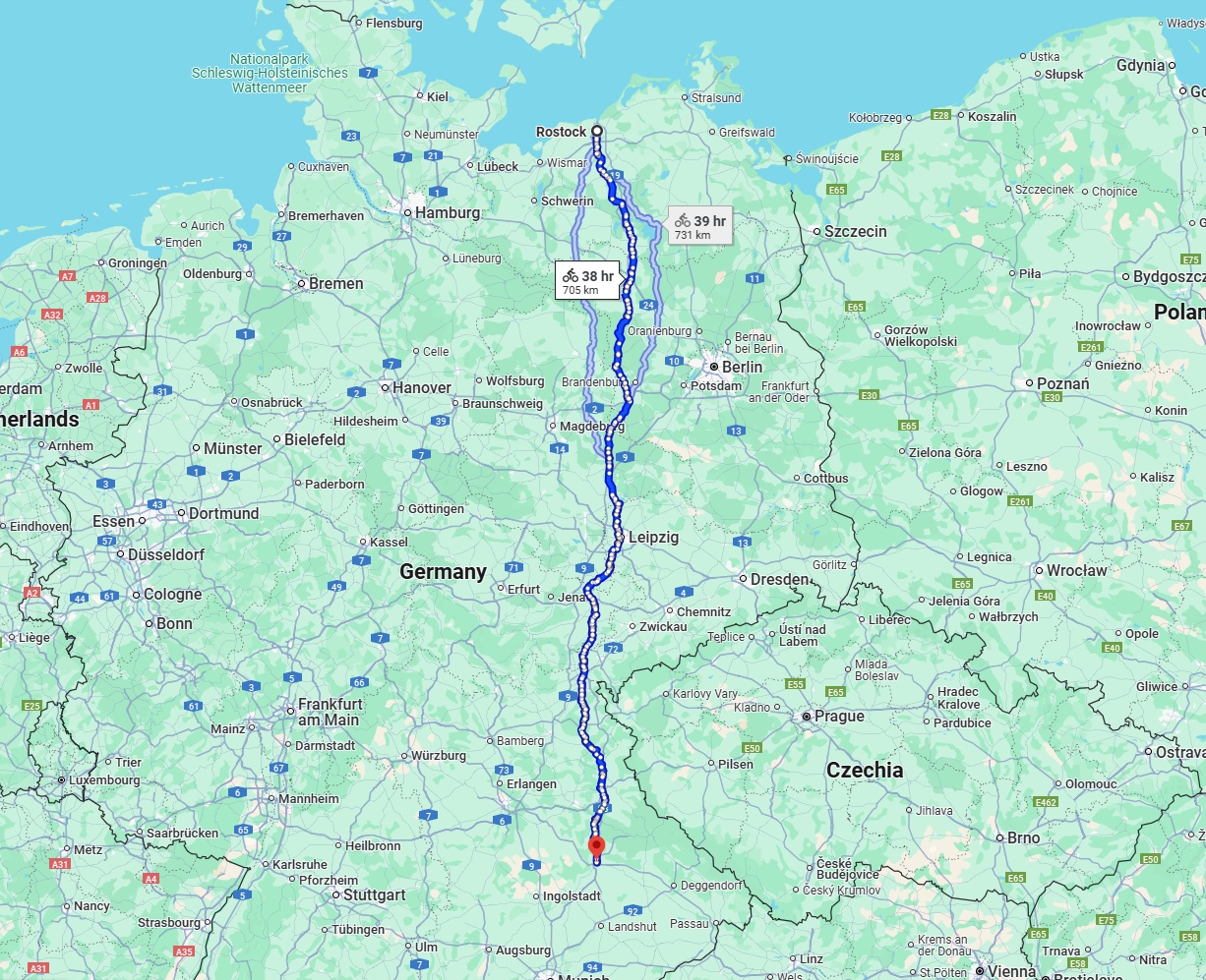 Anreise von Rostock Zu Regensburg Über 