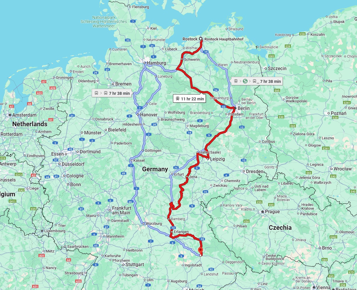Anreise von Rostock Zu Regensburg Über 