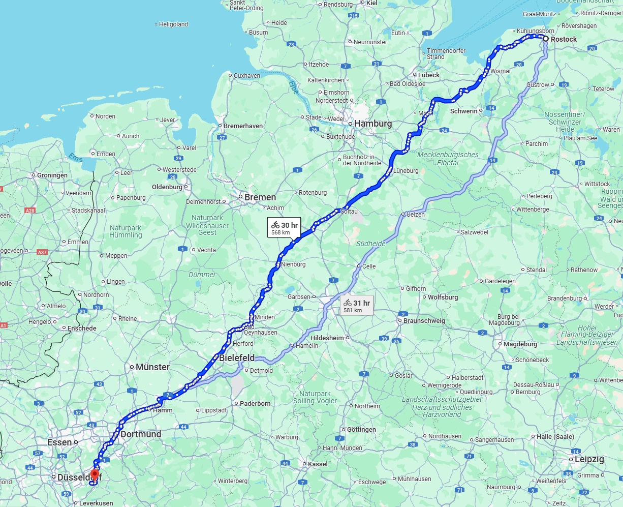 Anreise von Rostock Zu Remscheid Über 