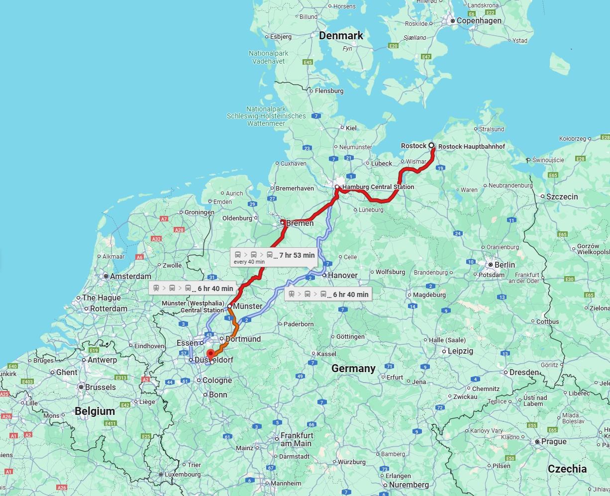 Anreise von Rostock Zu Remscheid Über 