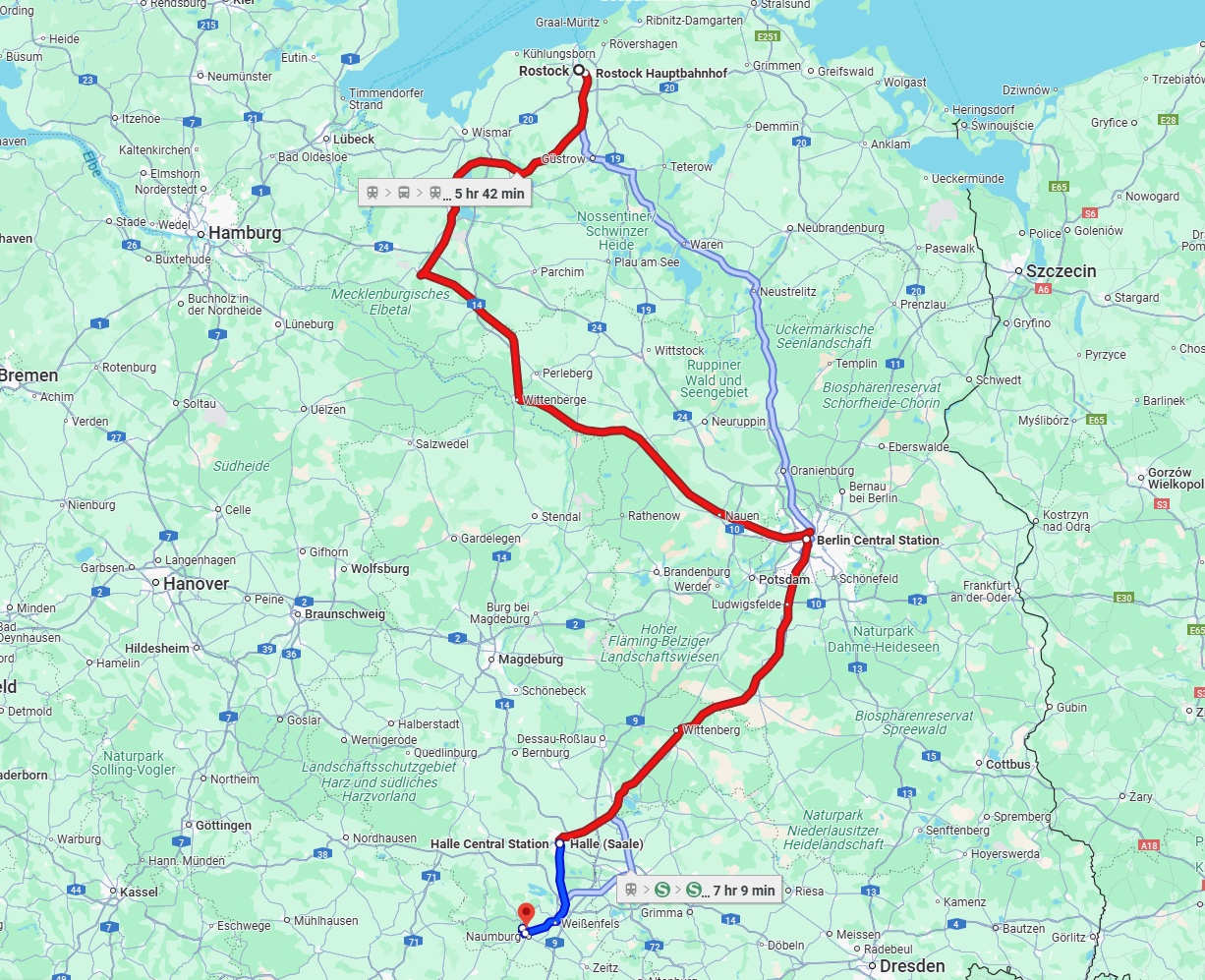 Anreise von Rostock Zu Saale Über 