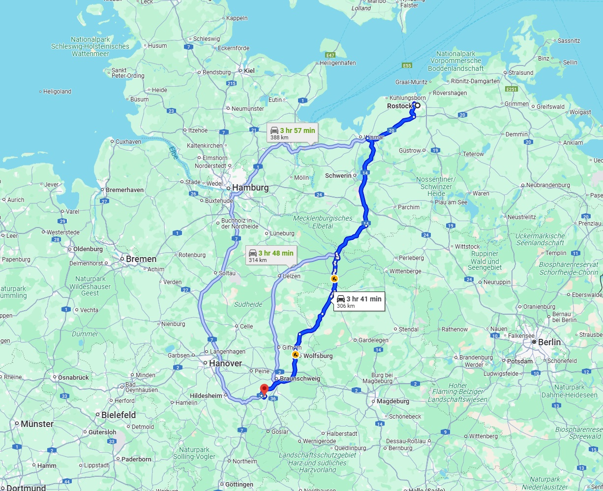 Anreise von Rostock Zu Salzgitter Über via A14