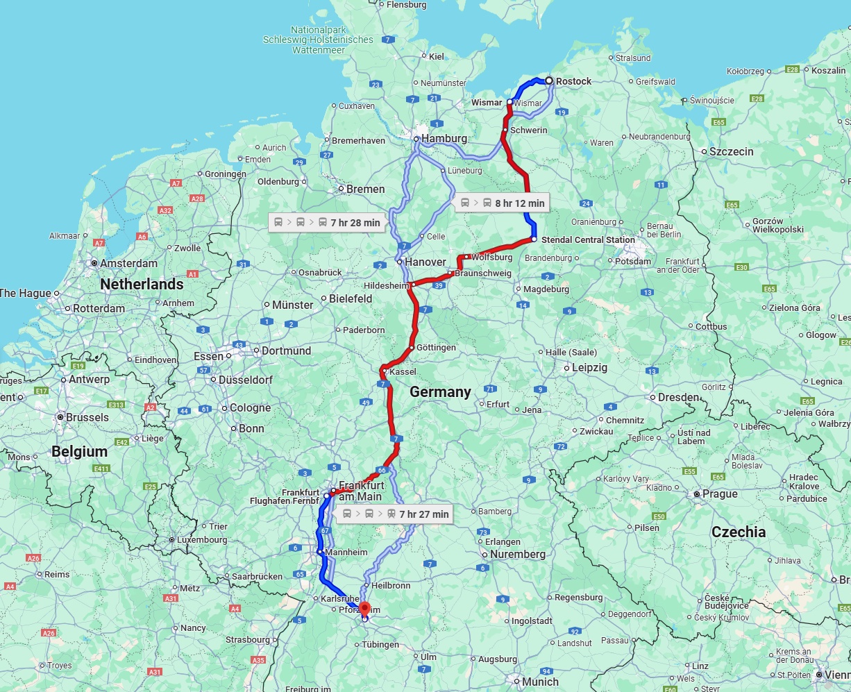 Anreise von Rostock Zu Stuttgart Über 