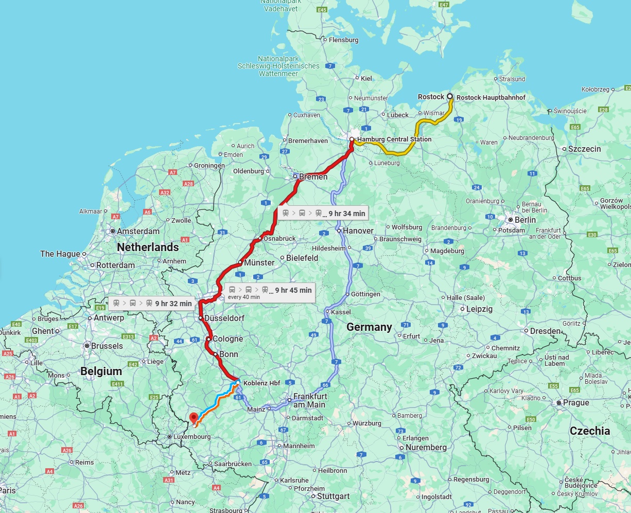 Anreise von Rostock Zu Trier Über 