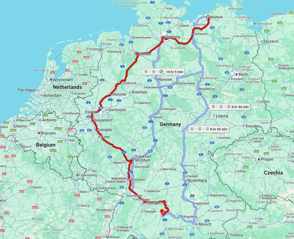 Anreise von Rostock Zu Ulm Über 