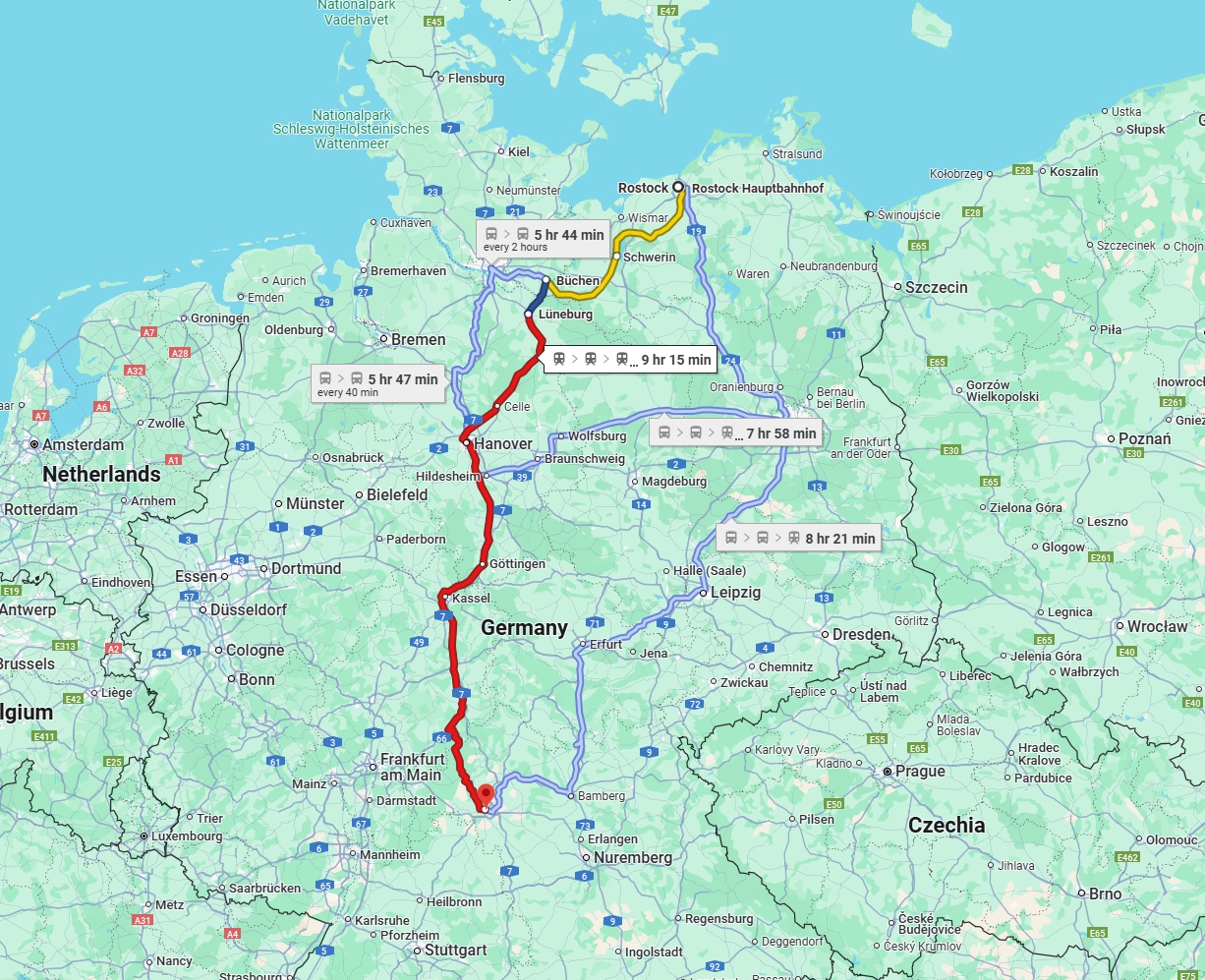 Anreise von Rostock Zu Würzburg Über 