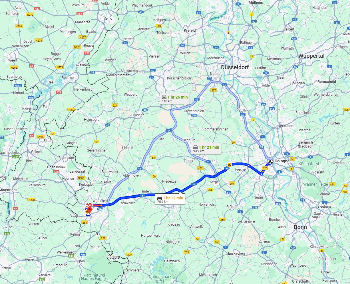 Anreise von Köln Zu Aachen Über via A4