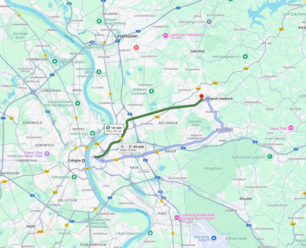 Anreise von Köln Zu Bergisch Gladbach Über 