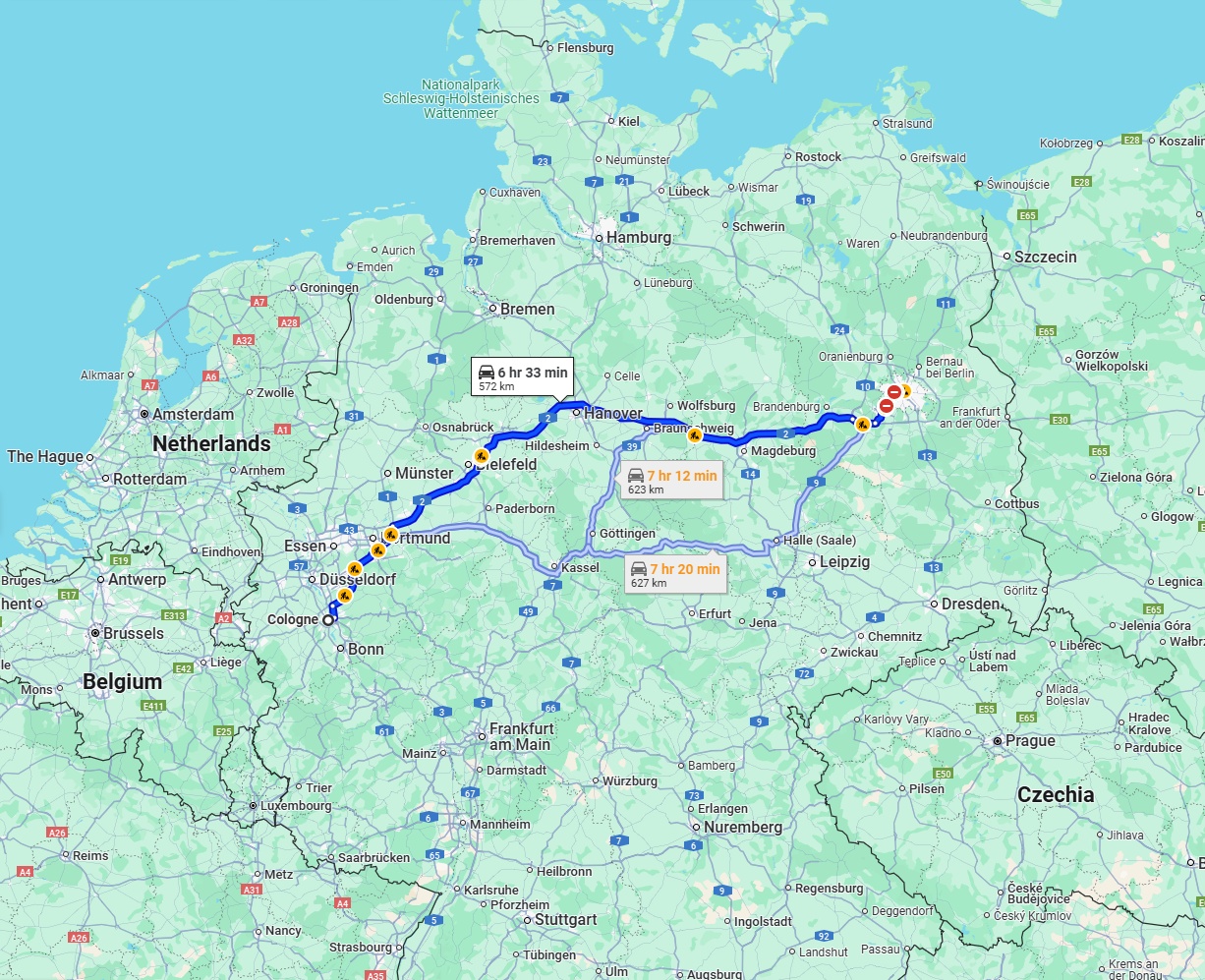 Anreise von Köln Zu Berlin Über via A2