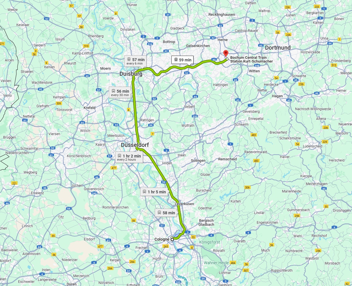 Anreise von Köln Zu Bochum Über 